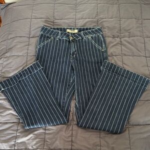 Striped Blue Boot Cut Jeans